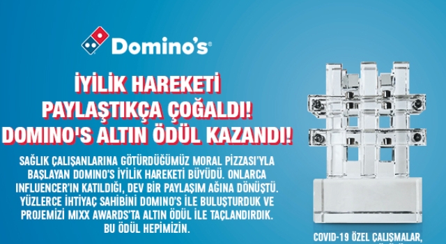 Domino’s, MIXX Awards Türkiye’de Altın ödülün sahibi oldu