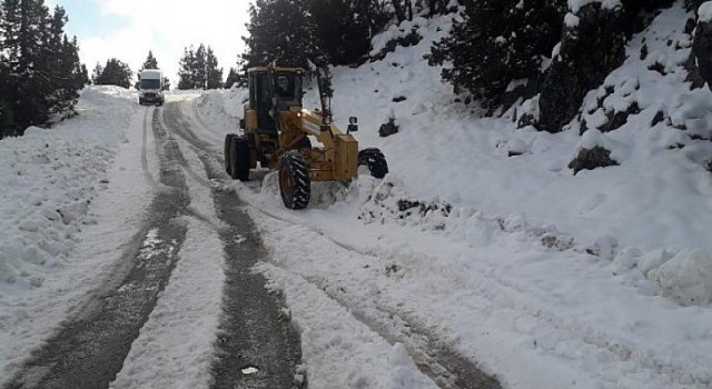 Alanya’da yoğun kar mesaisi