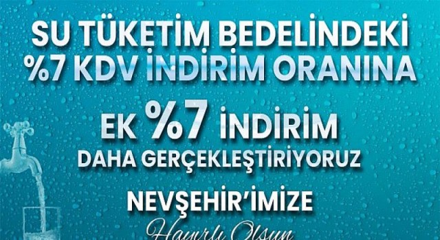 Nevşehir’de Su Tarifilerindeki İndirim Oranı Yüzde 14’e Yükseliyor