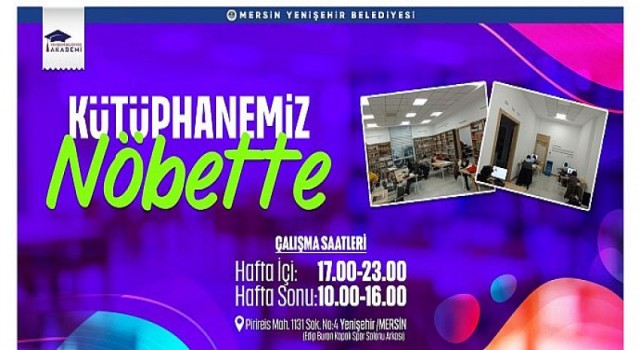 Yenişehir Belediyesinden “nöbetçi kütüphane”