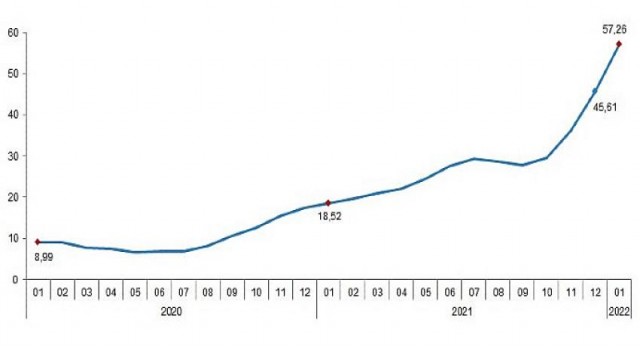 Tarımsal girdi fiyat endeksi (Tarım-GFE) yıllık 57,26, aylık 10,12 arttı