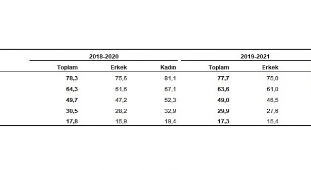 TÜİK: Türkiye de doğuşta beklenen yaşam süresi 77,7 yıl oldu