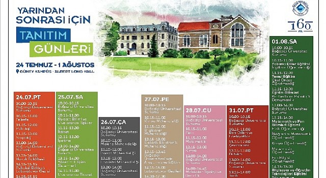 Boğaziçi Üniversitesi Tanıtım Günleri 24 Temmuz-1 Ağustosta Güney Kampüste gerçekleşecek