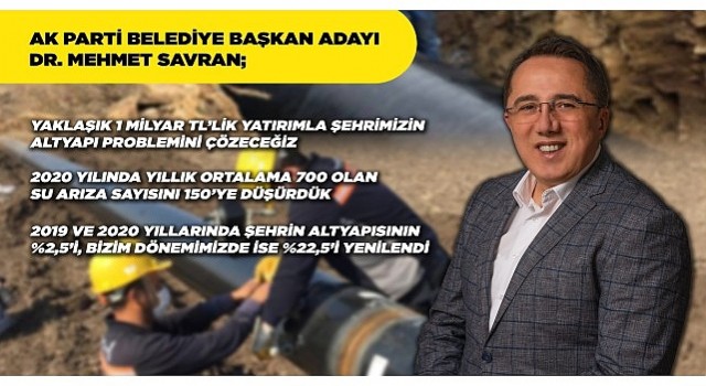 AK Parti Nevşehir Belediye Başkan Adayı Dr. Mehmet Savran, yaklaşık 1 Milyar TLik yeni bir yatırım yapacaklarının müjdesini verdi