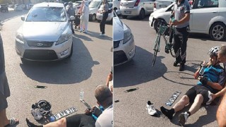 Kaza yapan bisikletliye ilk müdahale Kocaeli Büyükşehir personelinden