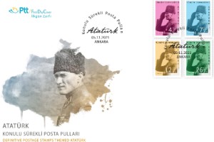 PTT’DEN "ATATÜRK" KONULU SÜREKLİ POSTA PULLARI VE İLKGÜN ZARFI