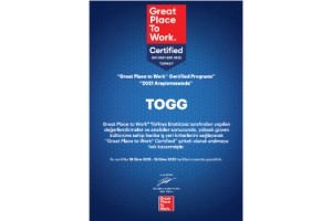 TOGG’a Great Place to Work Sertifikası