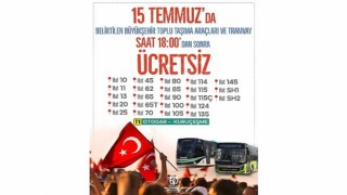 Kocaeli Büyükşehirden 15 Temmuzda ücretsiz ulaşım hizmeti