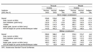 TÜİK İhracat birim değer endeksi %1,6 azaldı