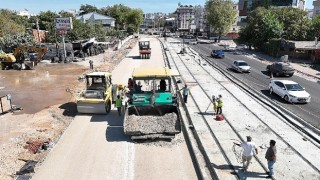 Çöken tramvay hattı onarıldı