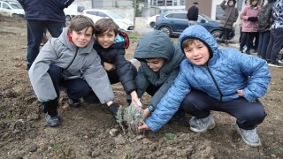 Çocuklar gelecek için fidan dikti